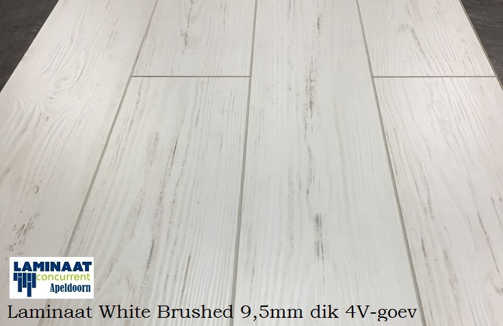laminaat white brushed 9,5mm dik met 4v-groev vintage wit