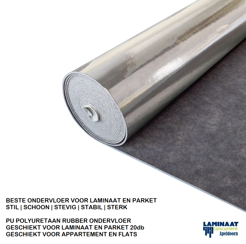 Excentriek doel verwijzen Rubber ondervloer PU Polyurethaan 3,2mm dik 20db - Laminaat Concurrent