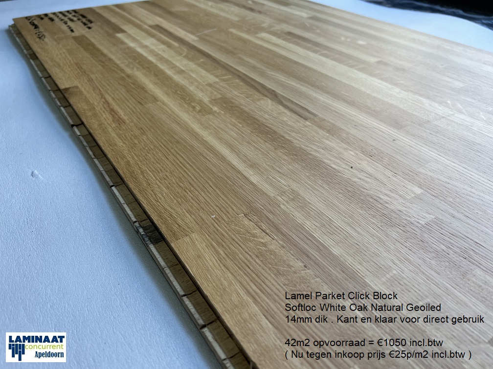 schetsen prieel deugd 42m2 Bamboe Lamel Parket Click Softloc White Oak Naturaal Oiled = €1050 -  Laminaat Concurrent