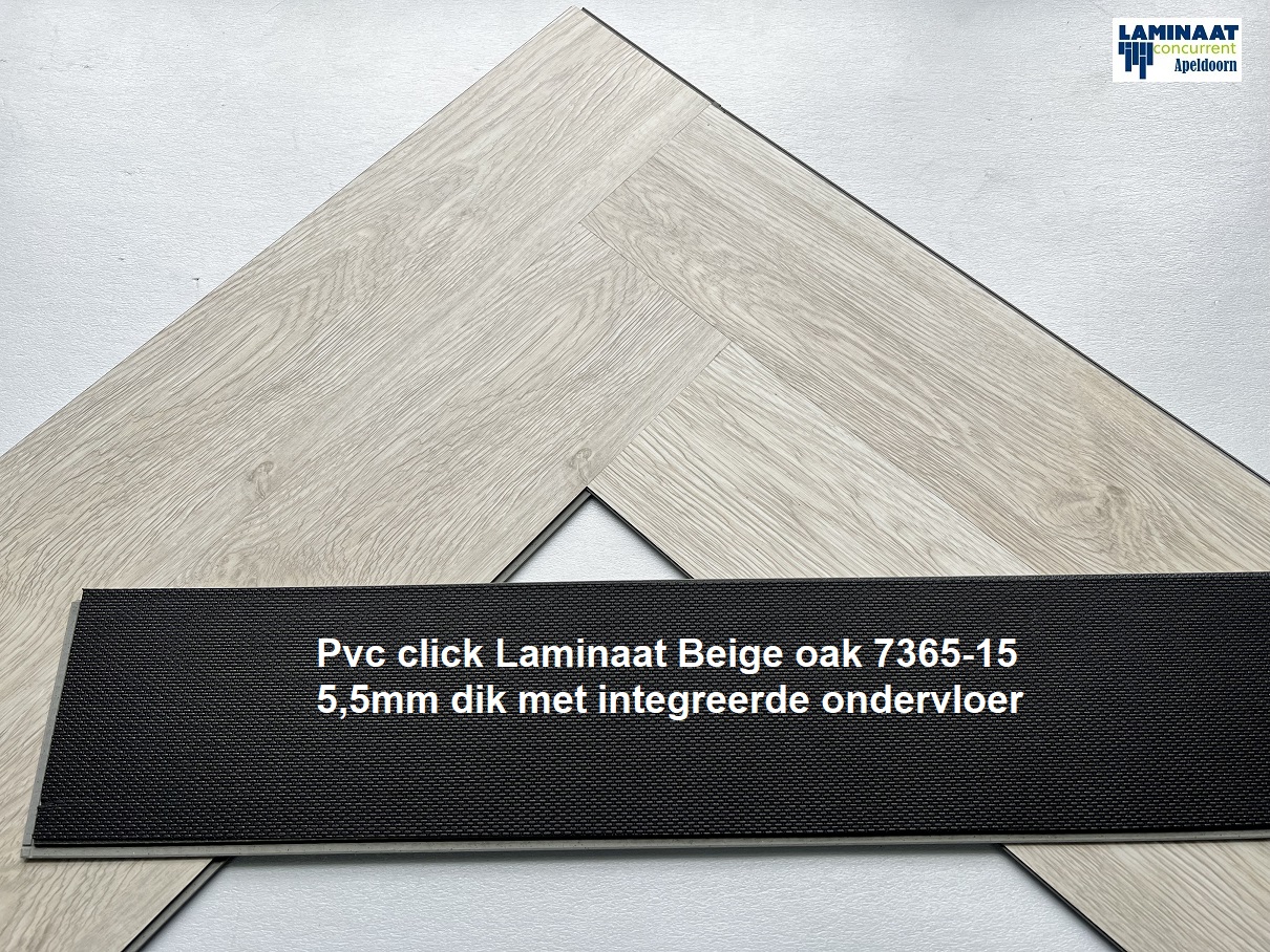 64m2 Visgraat Pvc click Beige met integreerde ondervloer 49pak = €962 - Afbeelding 7