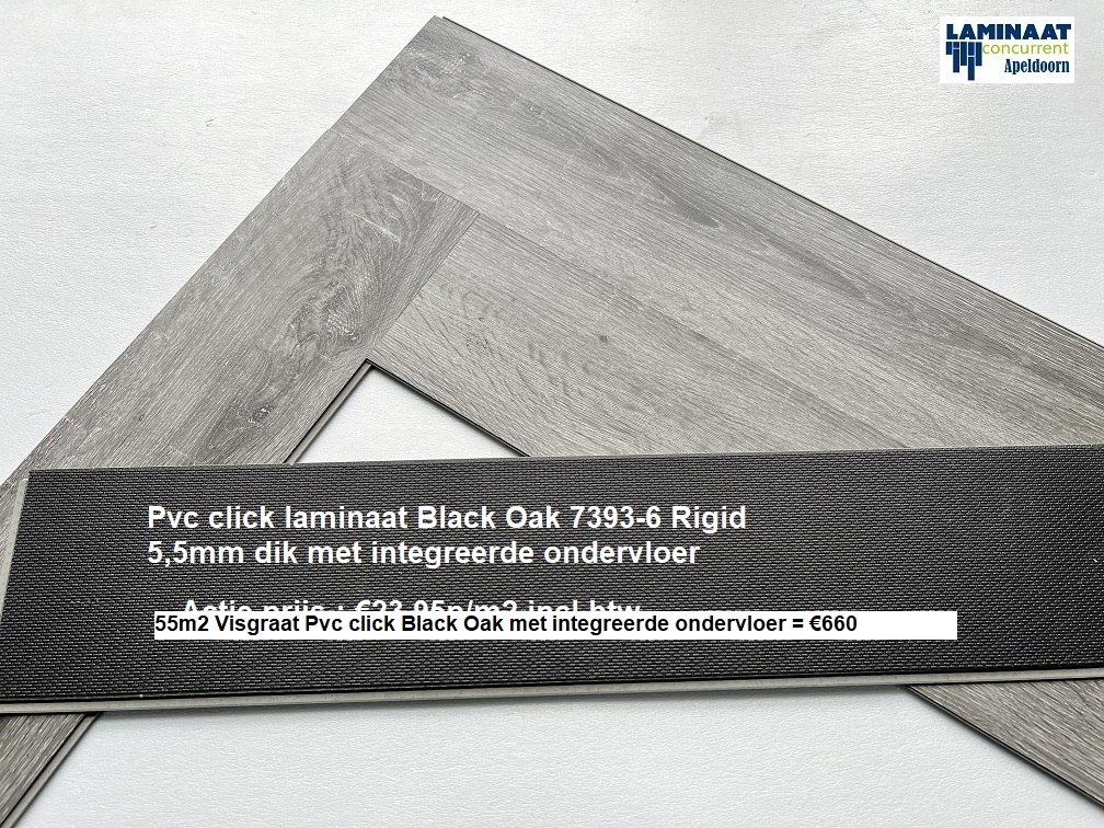 55m2 Visgraat Pvc click Black Oak met integreerde ondervloer 42pak = €660 - Afbeelding 6