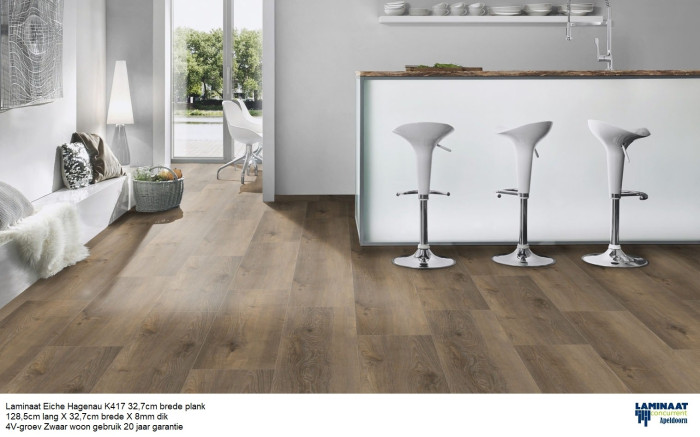 32,7cm Brede XL Laminaat Eiche Hagenau K417 €7,95m2 - Afbeelding 2