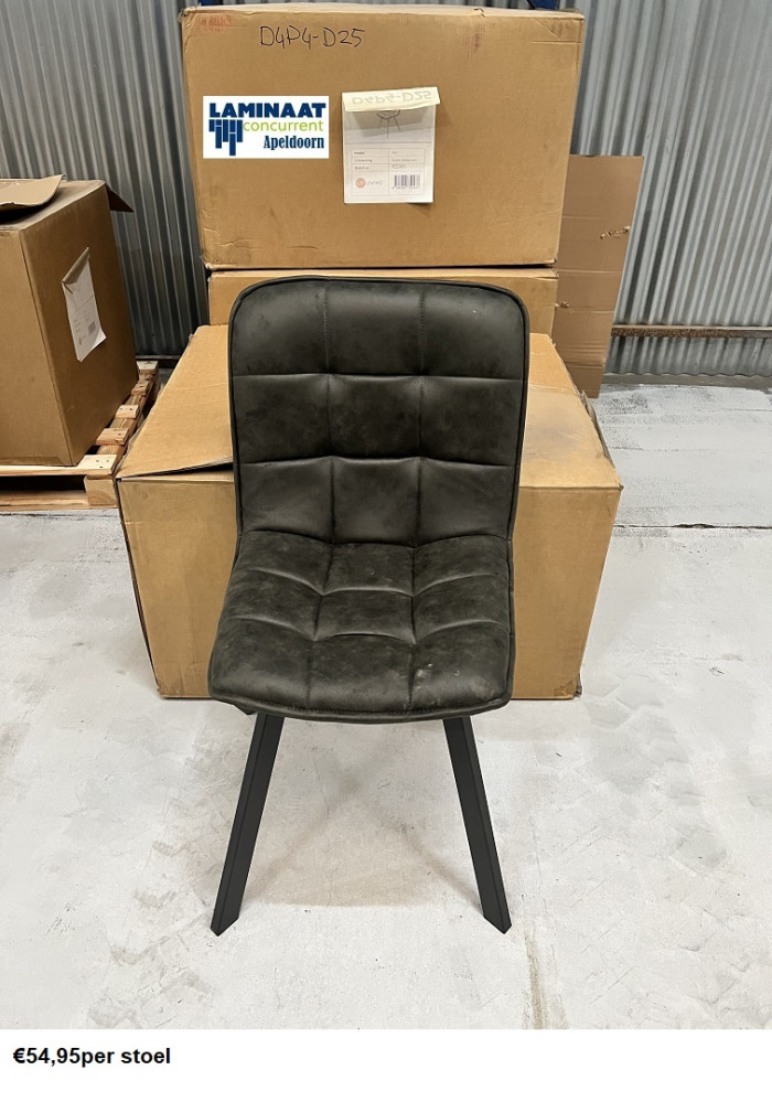 Eetkamerstoel Raf - Duke Lederlook Mosgroen €40,00p/st. - Afbeelding 4
