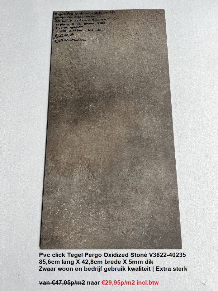 Grote Pvc click Tegel Oxidized Stone 95cm X 42,8cm X 5mm €29,95m2 - Afbeelding 3