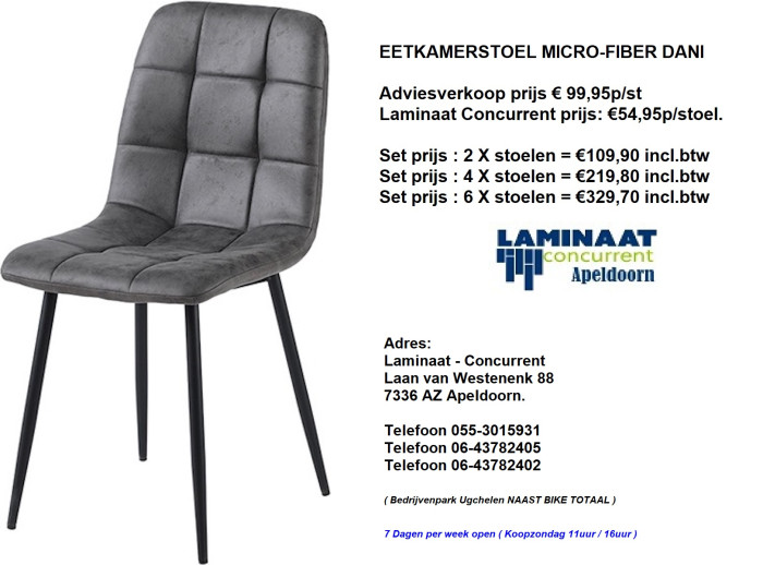 Eetkamerstoel Dani Microfiber Antraciet €54,95p/st. - Afbeelding 5