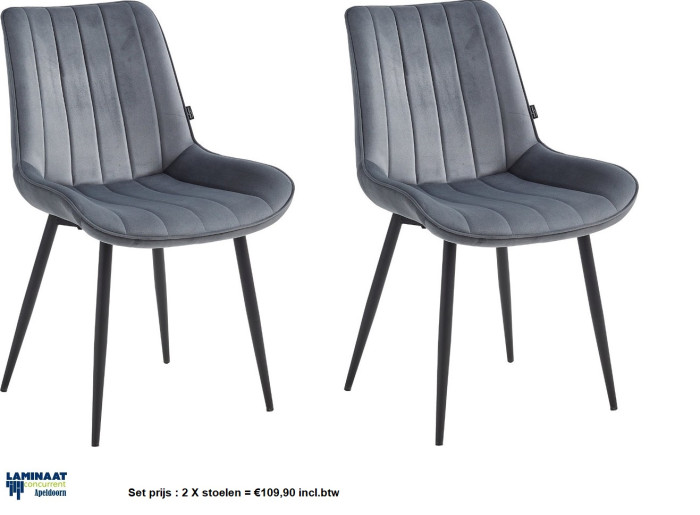 Eetkamerstoel Grey V108-110 Velvet-Verta €54,95p/st. - Afbeelding 5