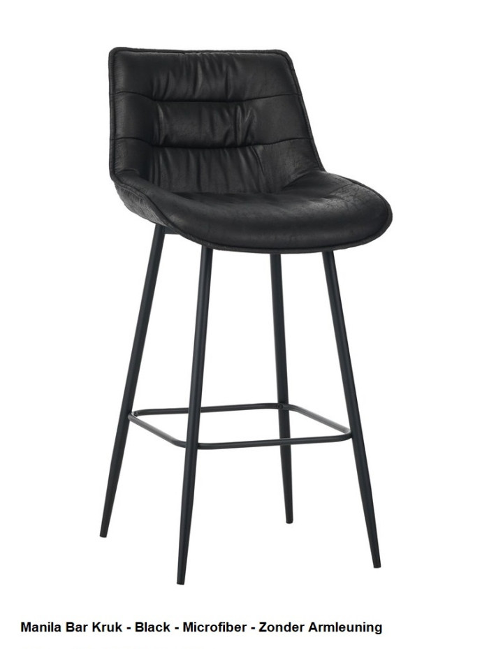 Manila Bar Kruk Black Microfiber - Zonder Armleuning €54,95p/st. - Afbeelding 2