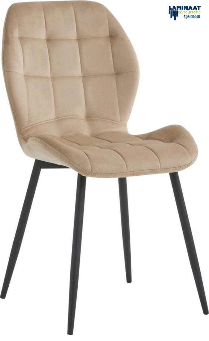Manny Eetkamerstoel Beige Fluweel Velvet Industrieel €40,00p/st.