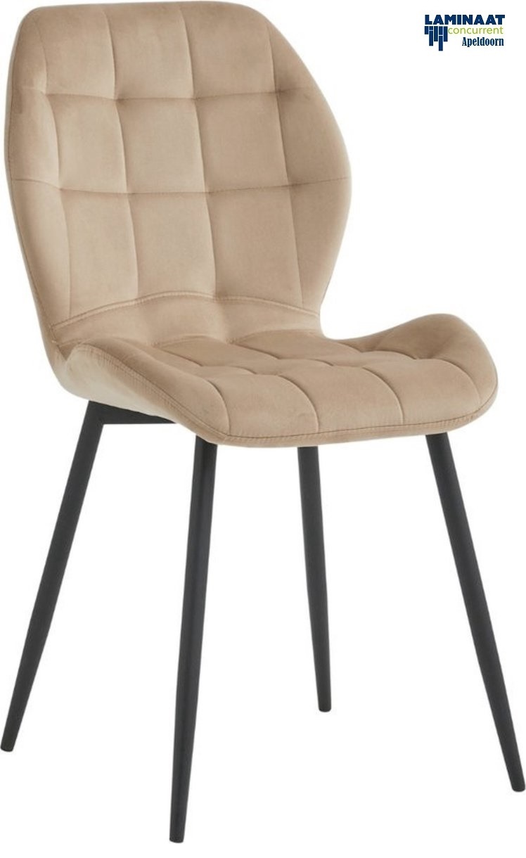 Manny Eetkamerstoel Beige Fluweel Velvet Industrieel €40,00p/st.