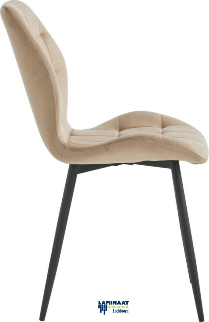 Manny Eetkamerstoel Beige Fluweel Velvet Industrieel €59,99p/st. - Afbeelding 3