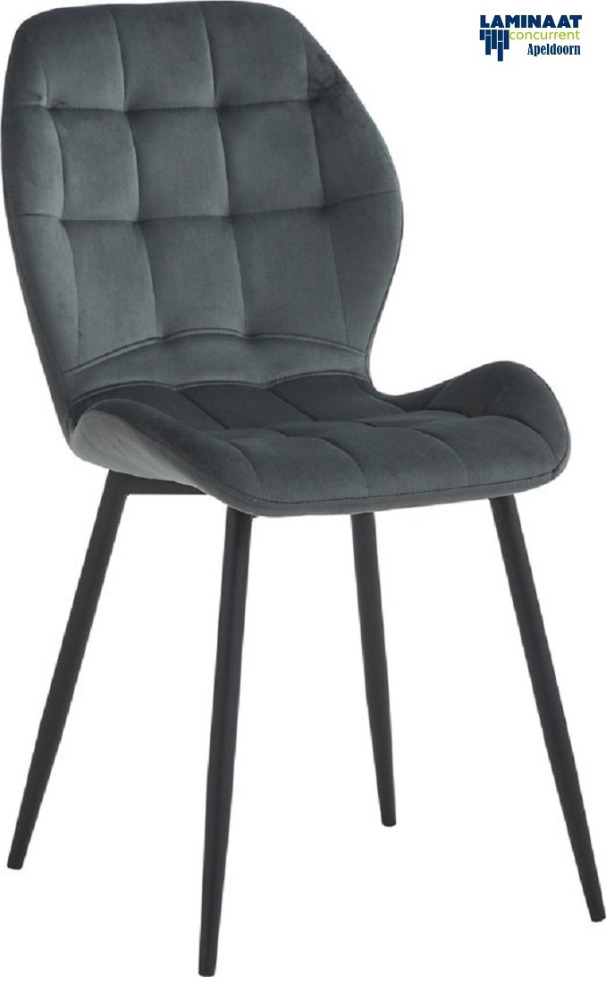 Manny Eetkamerstoel Grijs Fluweel Velvet €45,00p/st.