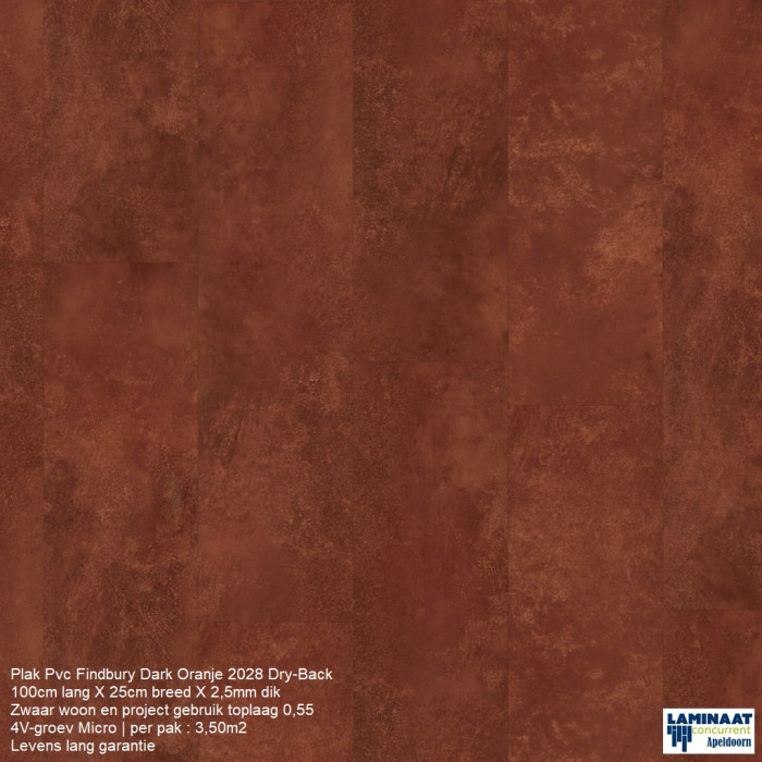 Plak Pvc Finsbury Dark Oranje 2028 Dry-Back €31,50p/m2 - Afbeelding 6