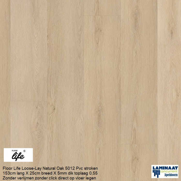 Floor Life Loose-Lay Natural Oak 5012 Pvc stroken