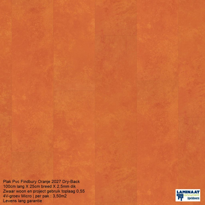 Plak Pvc Finsbury Oranje 2027 Dry-Back €31,50p/m2 - Afbeelding 5