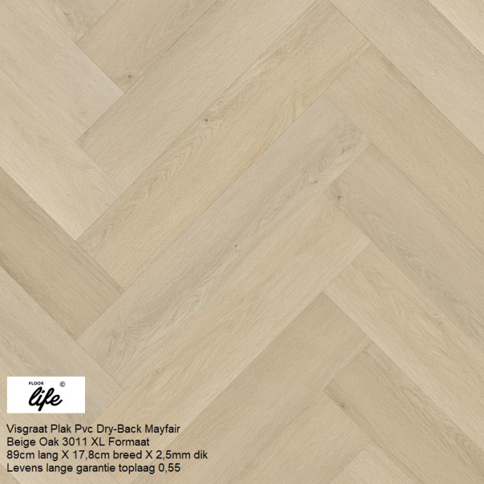 Visgraat XL Plak Pvc Beige Oak 3011 Mayfair