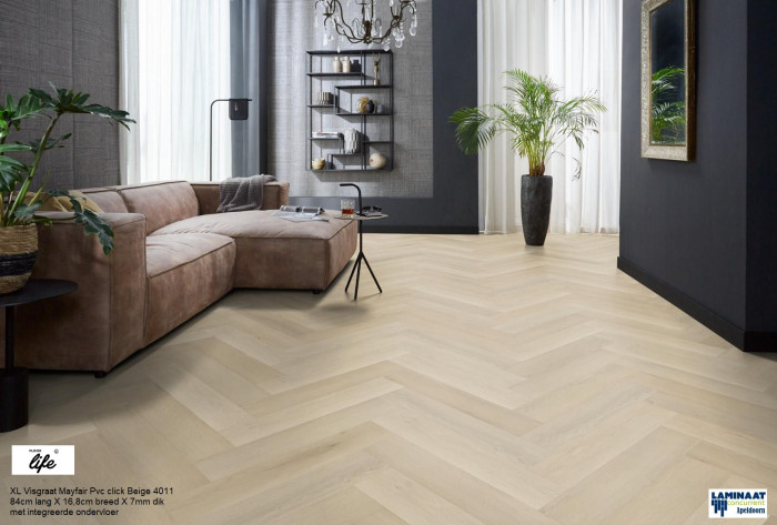 Visgraat XL Pvc Click Beige Oak 4011 7mm dik