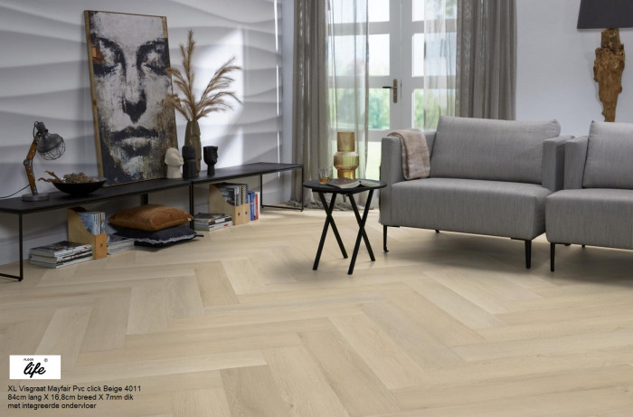 Visgraat XL Pvc Click Beige Oak 4011 7mm dik - Afbeelding 2