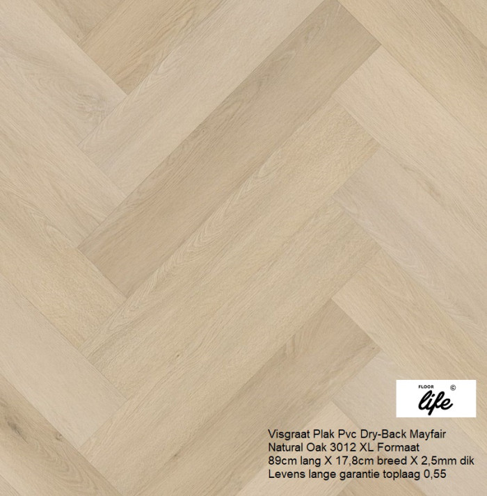 Visgraat XL Plak Pvc Natural Oak 3012 Mayfair