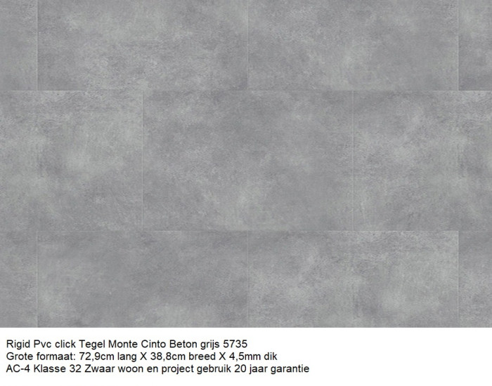 49,62m2 Grote Pvc Click Tegel Monte Beton Grijs 5735 25pak : €730 - Afbeelding 7