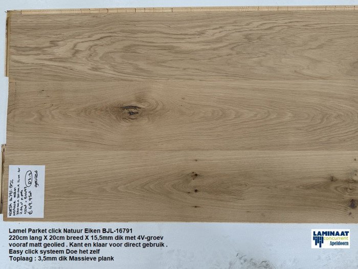 100m2 Lamel Parket click Oak Natural BJL-16791 = €4495 - Afbeelding 3