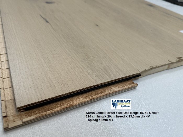 Lamel Parket click Oak Beige 15752 Gelakt €44,95p/m2 - Afbeelding 5