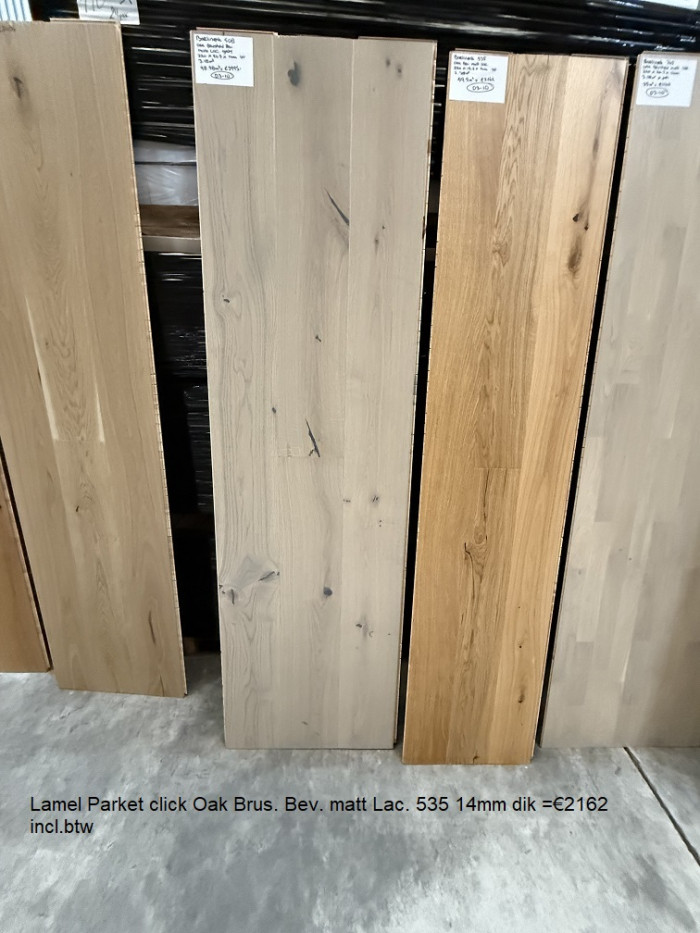 59,50m2  Lamel Parket click Oak Brus. Matt Lac. 535 = €2162 - Afbeelding 4