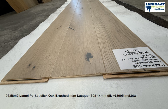 98,58m2 Lamel Parket click Matt Lacquer 508 14mm dik = €3995 - Afbeelding 3