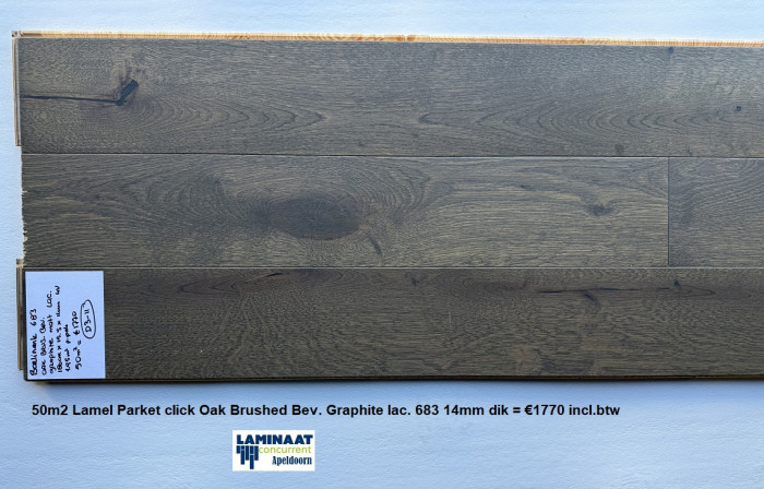 50m2 Lamel Parket click Oak Brushed Graphite 683 14mm dik = €1770 - Afbeelding 4