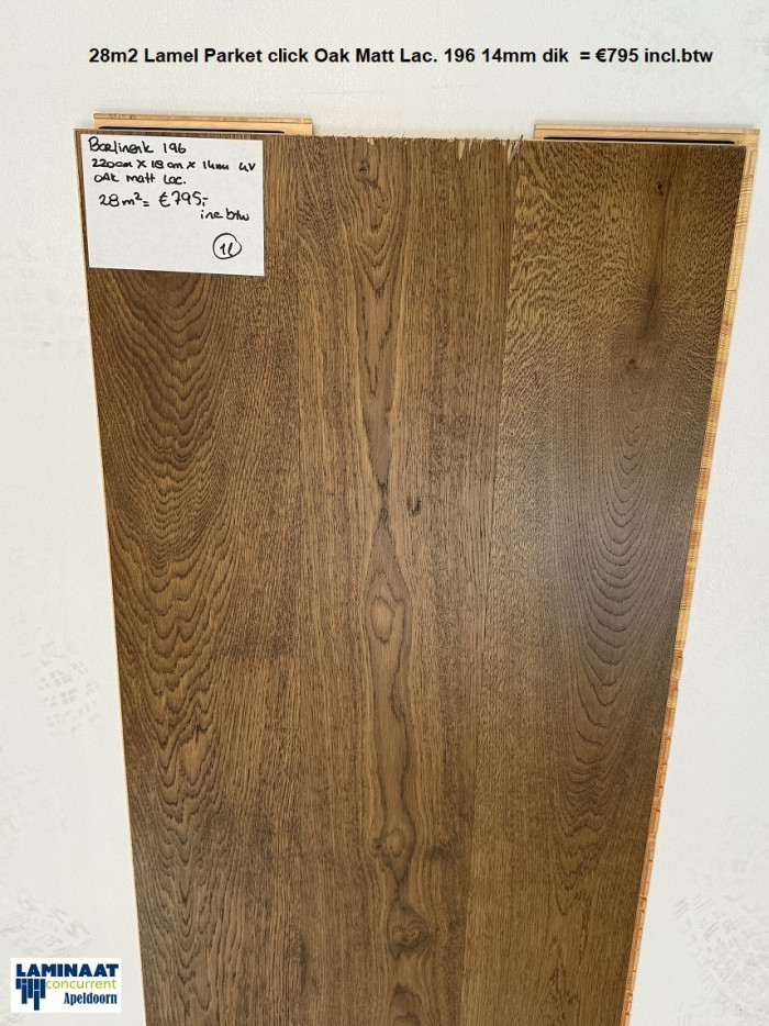 28m2 Lamel Parket click Oak Matt Lac. 196 14mm dik = €795 - Afbeelding 3