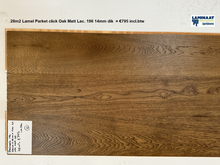 28m2 Lamel Parket click Oak Matt Lac. 196 14mm dik = €795