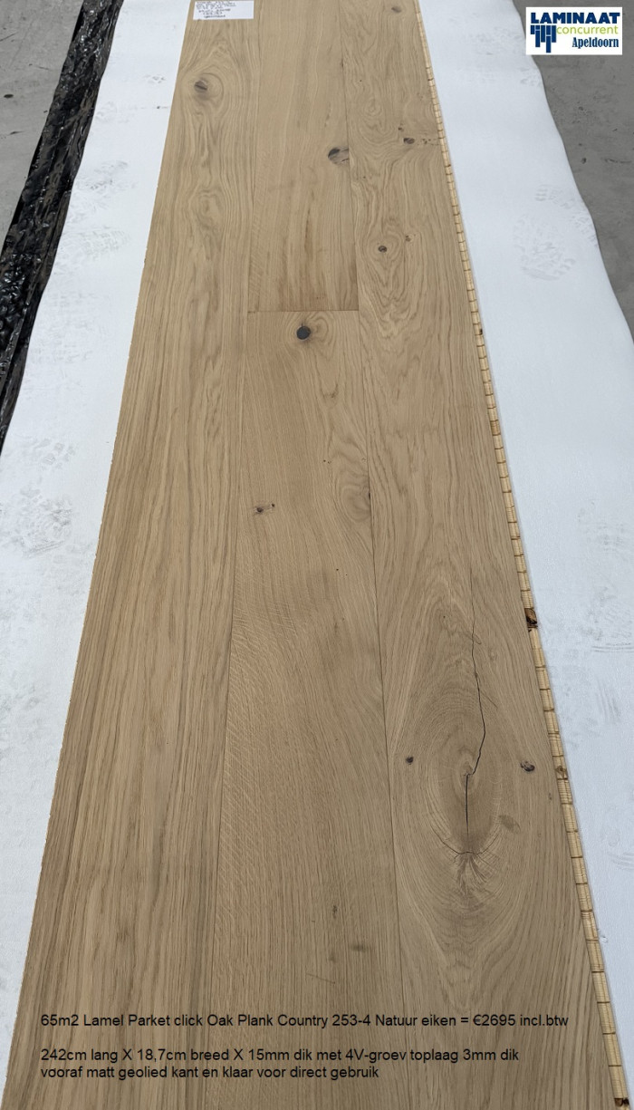 65m2  Lamel Parket click Oak Plank Country 253-4 = €2695 incl.btw - Afbeelding 6