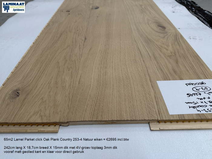 65m2  Lamel Parket click Oak Plank Country 253-4 = €2695 incl.btw - Afbeelding 4