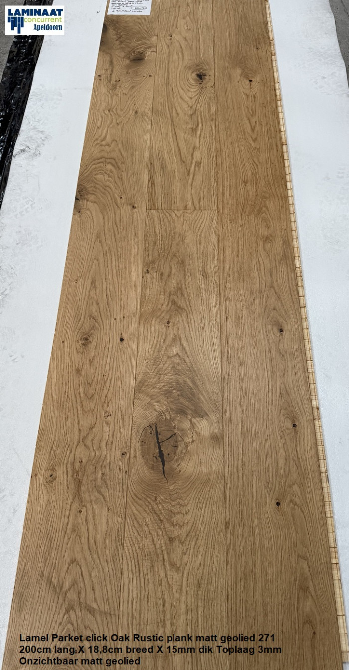 110m2 XL Lamel Parket click Oak Rustic Plank Matt 271 = €4474  - Afbeelding 2