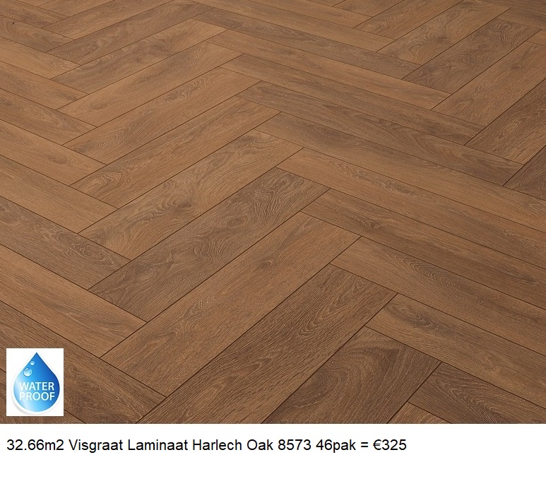 32.66m2 Visgraat Laminaat Harlech Oak 8573 46pak = €325