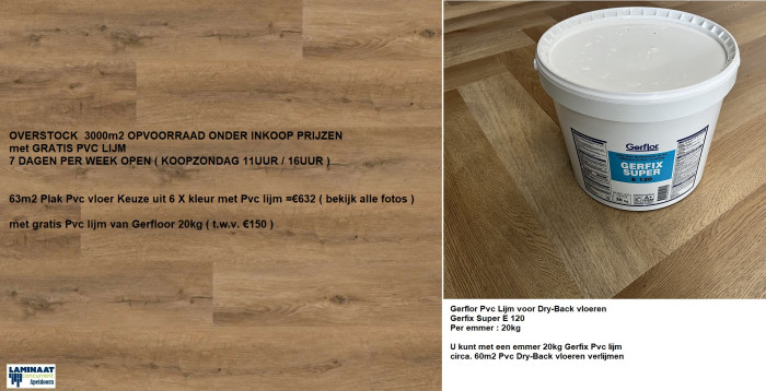 63,60m2 Plak Pvc Authentic Oak Brown met Pvc lijm = €632 incl.btw - Afbeelding 4