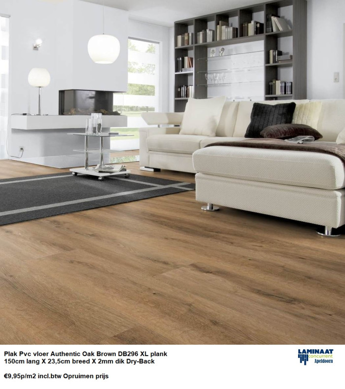 XL Pvc Plak Authentic Oak Brown DB296 Dry-Back €9,95m2