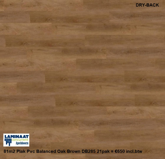81m2 Pvc Plak Balanced Oak Brown 21pak = €650  - Afbeelding 2