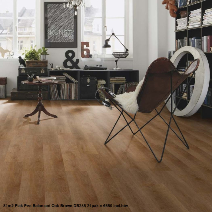 81m2 Pvc Plak Balanced Oak Brown 21pak = €650  - Afbeelding 3