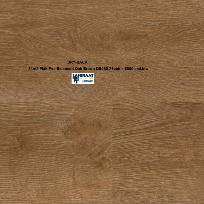 81m2 Pvc Plak Balanced Oak Brown 21pak = €650  - Afbeelding 4