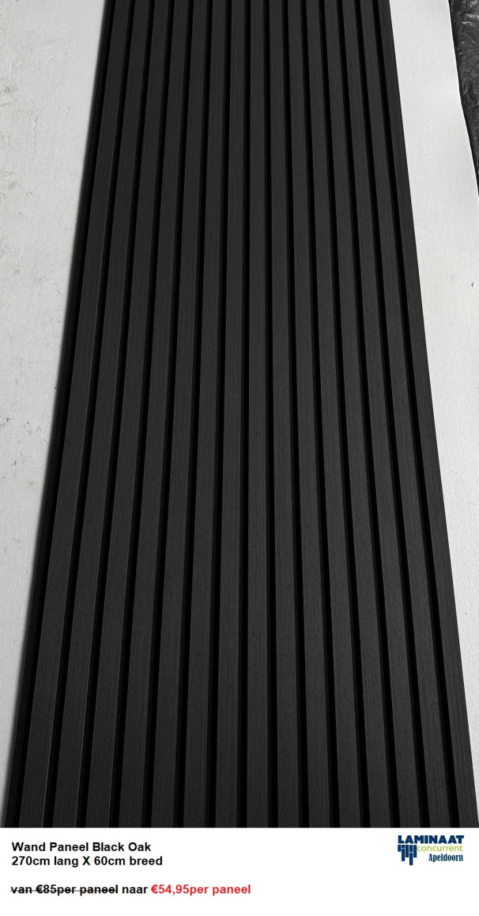 Akoestische wandpanelen Black Oak 270cm X 60cm €54,95per/panel