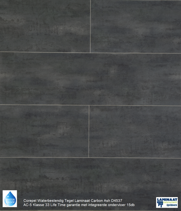 Waterbestendig Tegel Laminaat Carbon Ash €12,95p/m2 - Afbeelding 5