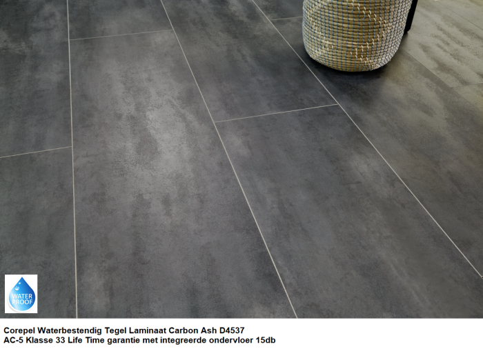 46,68m2 Waterbestendig Tegel Laminaat Carbon Ash 17pak = €595