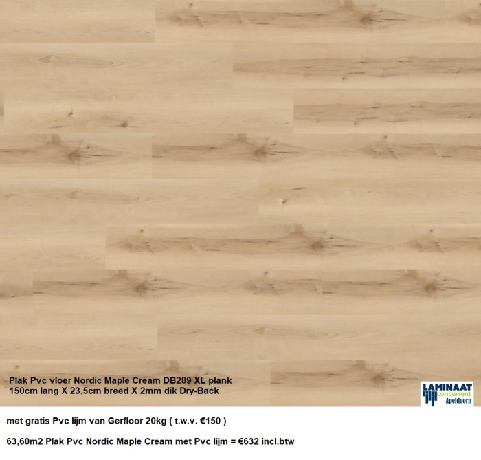 63,60m2 Plak Pvc Nordic Maple Cream met Pvc lijm = €632 - Afbeelding 3