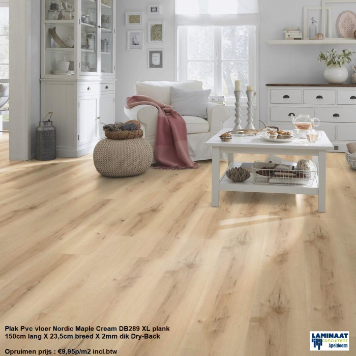Pvc Plak XL Nordic Maple Cream Dry-Back €9,95m2 - Afbeelding 2