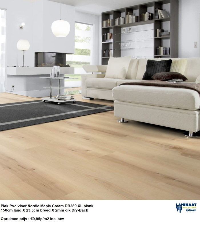 Pvc Plak XL Nordic Maple Cream Dry-Back €9,95m2