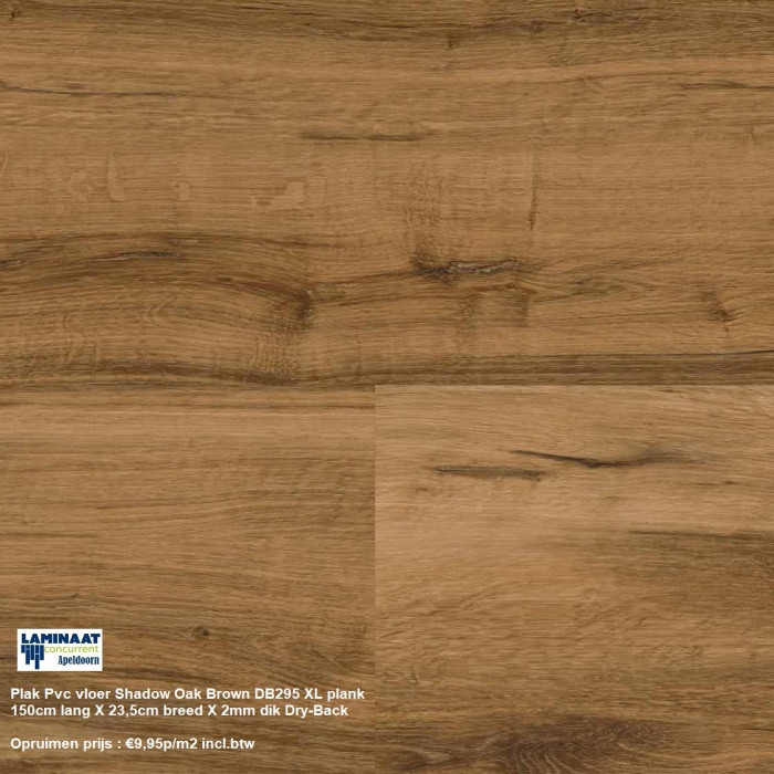 Pvc Plak XL Shadow Oak Brown DB295 Dry-Back €9,95m2