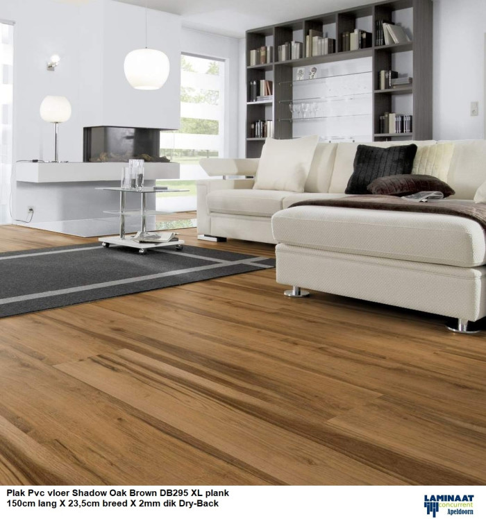 63,60m2 Plak Pvc Shadow Oak Brown met Pvc lijm = €632 incl.btw