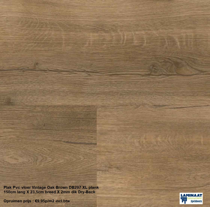 Pvc Plak Vintage Oak Brown DB297 Dry-Back €9,95p/m2 - Afbeelding 5