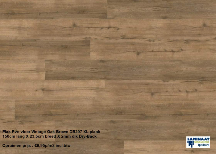 Pvc Plak Vintage Oak Brown DB297 Dry-Back €9,95p/m2 - Afbeelding 3