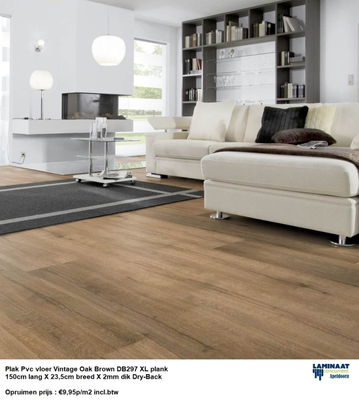 Pvc Plak Vintage Oak Brown DB297 Dry-Back €9,95p/m2 - Afbeelding 4